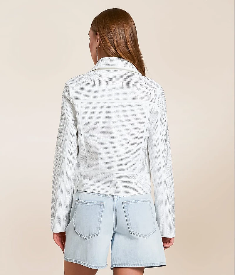 Rhinestone Studded Moto Jacket