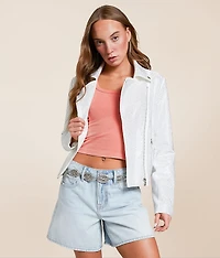 Rhinestone Studded Moto Jacket