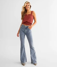 Rhinestone Ultra High Rise Flare Stretch Jean
