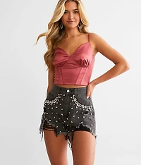Ultra High Rise Rhinestone Short