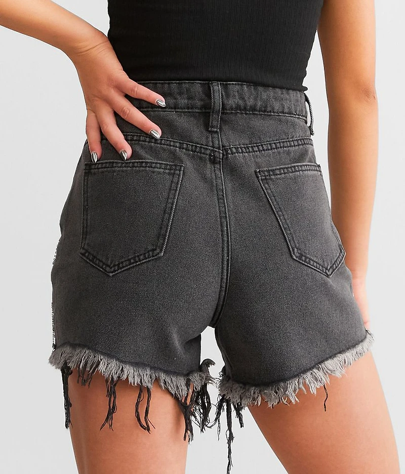 Ultra High Rise Rhinestone Fringe Short