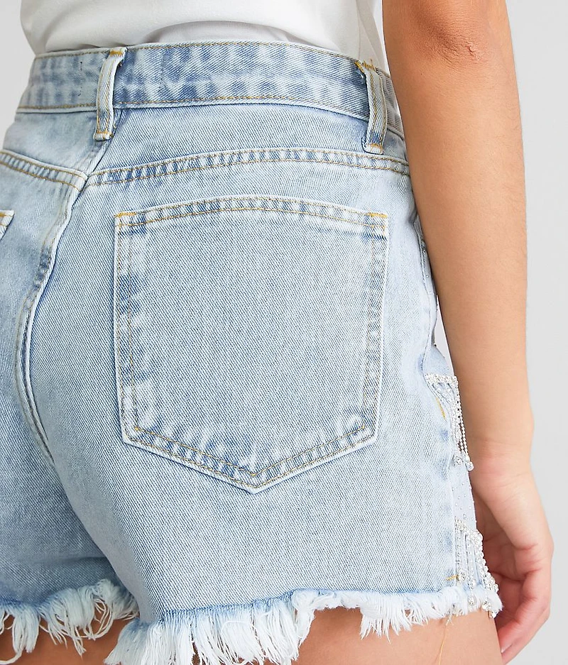Ultra High Rise Rhinestone Fringe Short