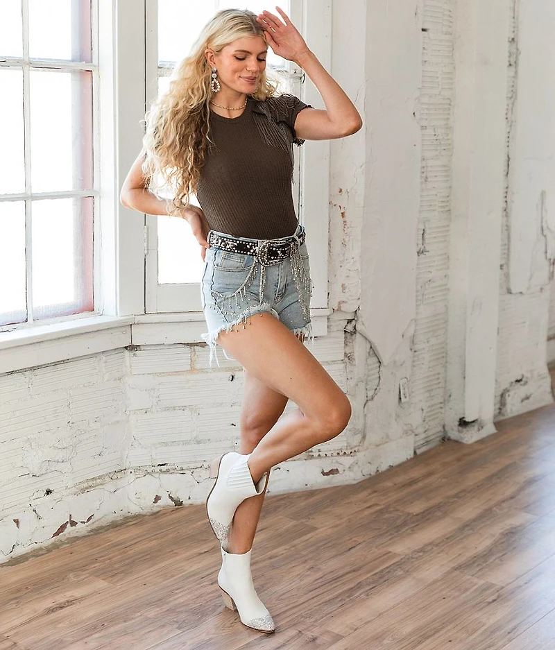 Ultra High Rise Rhinestone Fringe Short