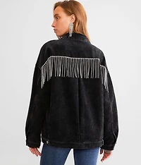 Rhinestone Fringe Corduroy Jacket