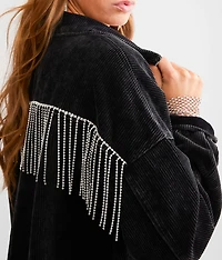 Rhinestone Fringe Corduroy Jacket