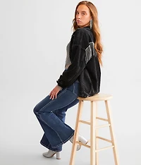 Rhinestone Fringe Corduroy Jacket
