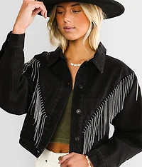Rhinestone Fringe Denim Jacket