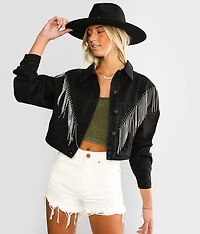 Rhinestone Fringe Denim Jacket