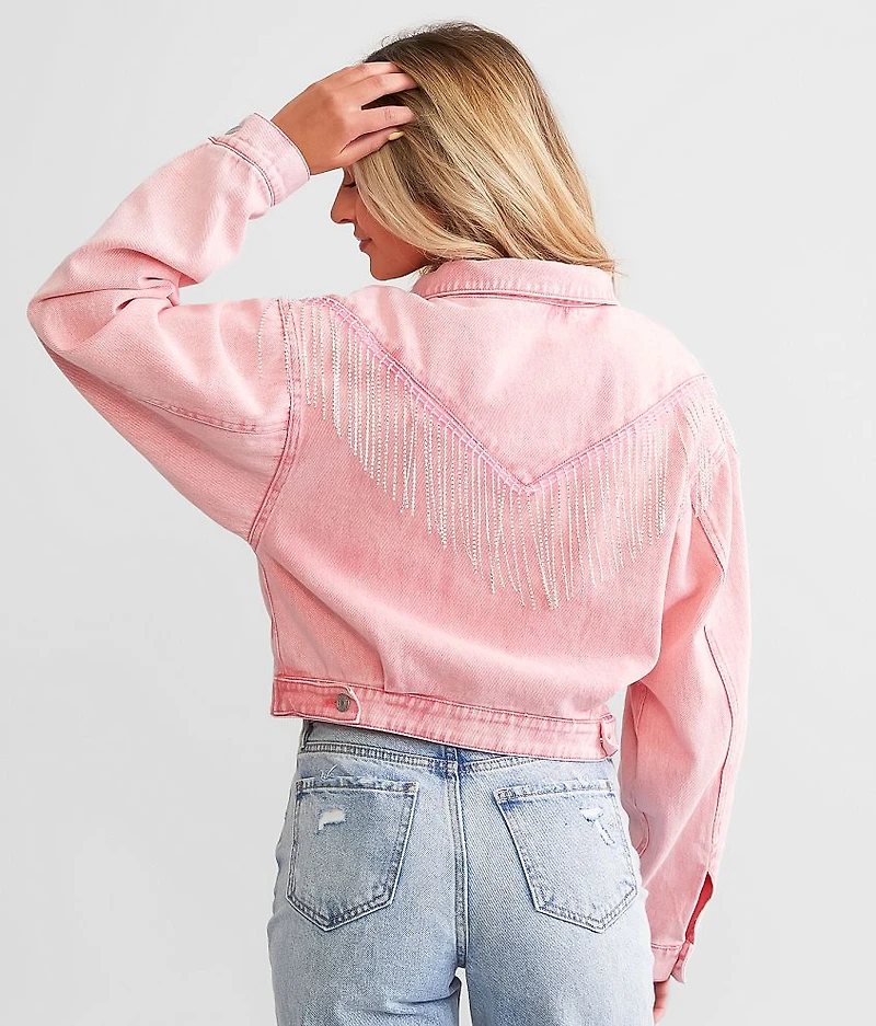 Rhinestone Fringe Denim Jacket