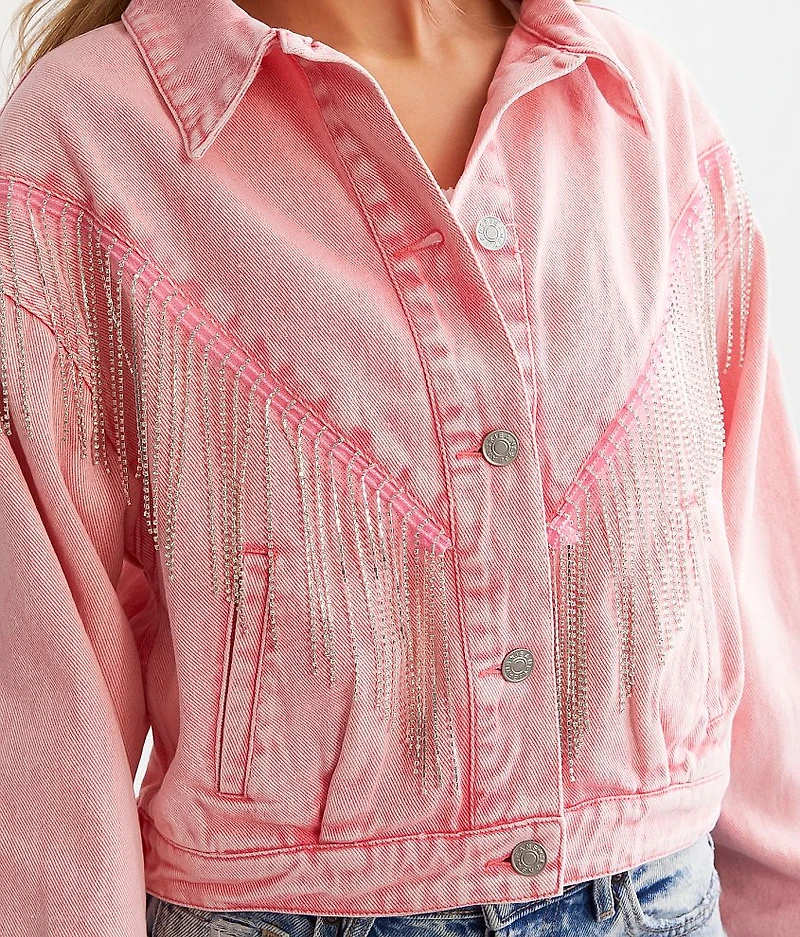 Rhinestone Fringe Denim Jacket
