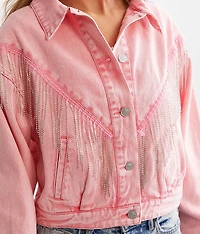 Rhinestone Fringe Denim Jacket