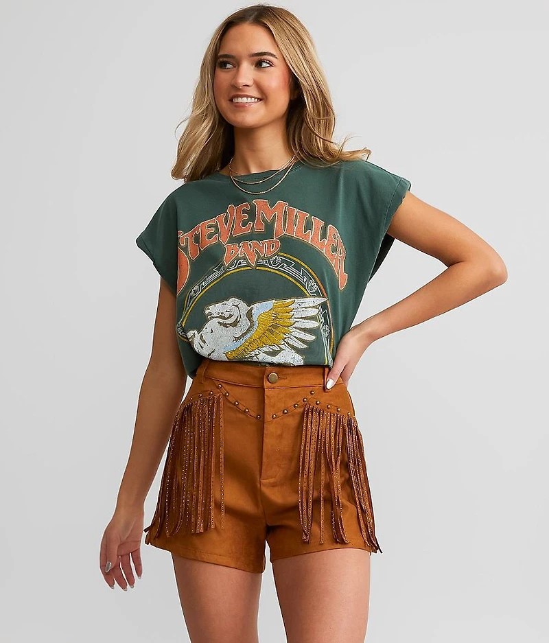 Rhinestone Fringe Stretch Short