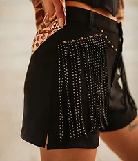 High Rise Rhinestone Fringe Short