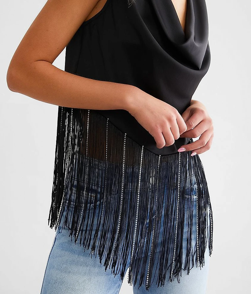 Rhinestone Fringe Tank Top