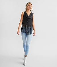 Rhinestone Fringe Tank Top