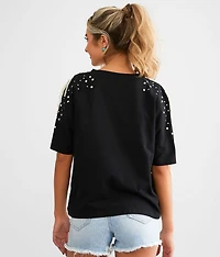 Faux Pearl Fringe T-Shirt