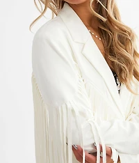 Faux Suede Fringe Blazer