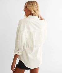 Rhinestone Fringe Denim Jacket