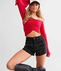 Ultra High Rise Rhinestone Stretch Short