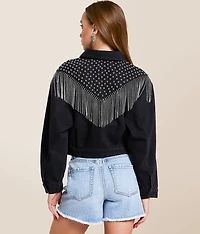 Rhinestone Fringe Denim Jacket