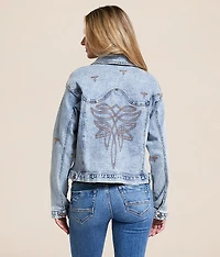 Western Embroidered Denim Stretch Jacket