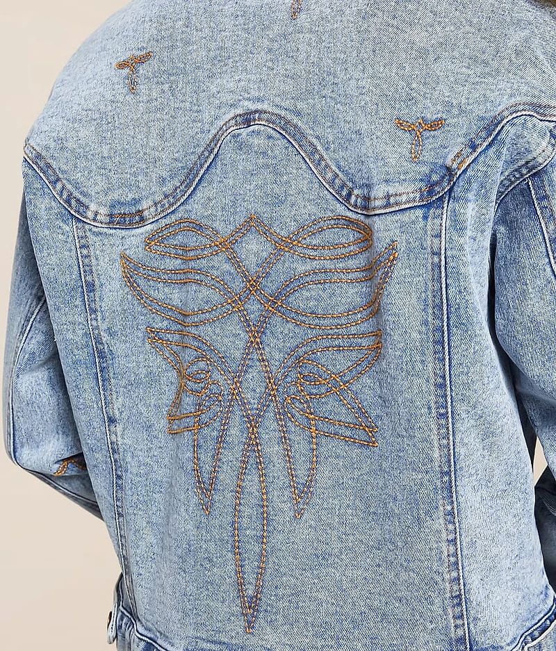 Western Embroidered Denim Stretch Jacket