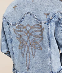 Western Embroidered Denim Stretch Jacket
