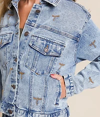 Western Embroidered Denim Stretch Jacket