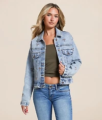 Western Embroidered Denim Stretch Jacket