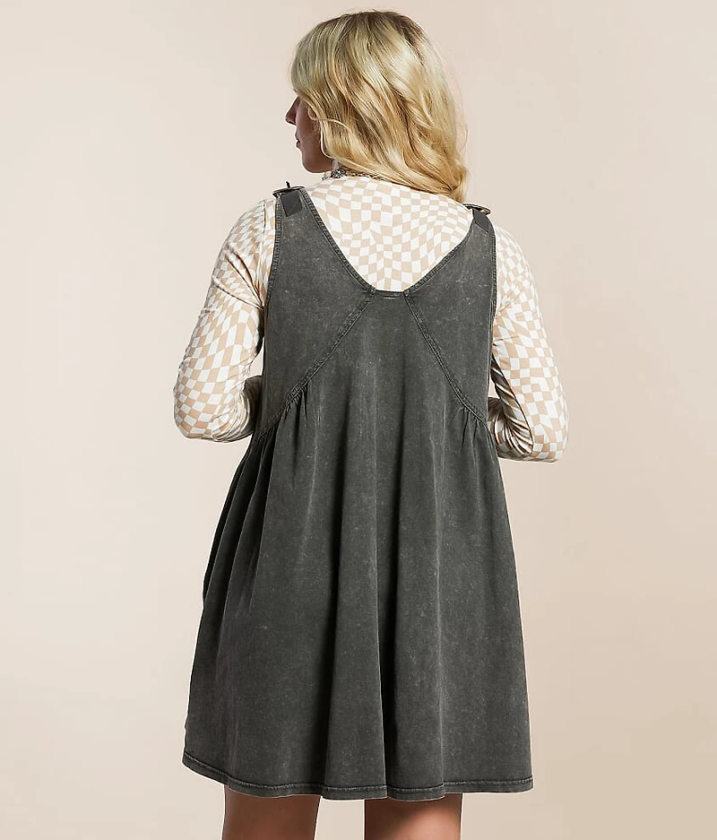 Buckle Strap Babydoll Mini Dress