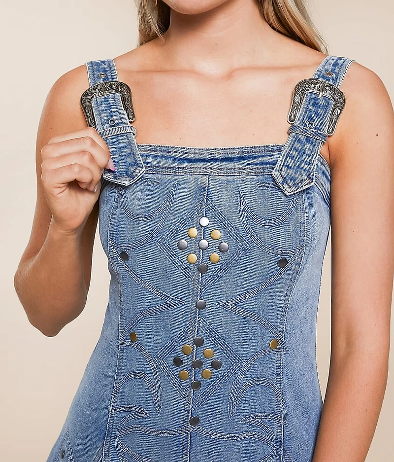 Studded Western Denim Mini Dress