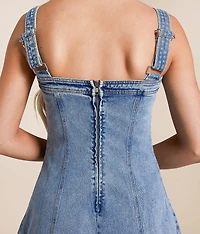 Studded Western Denim Mini Dress
