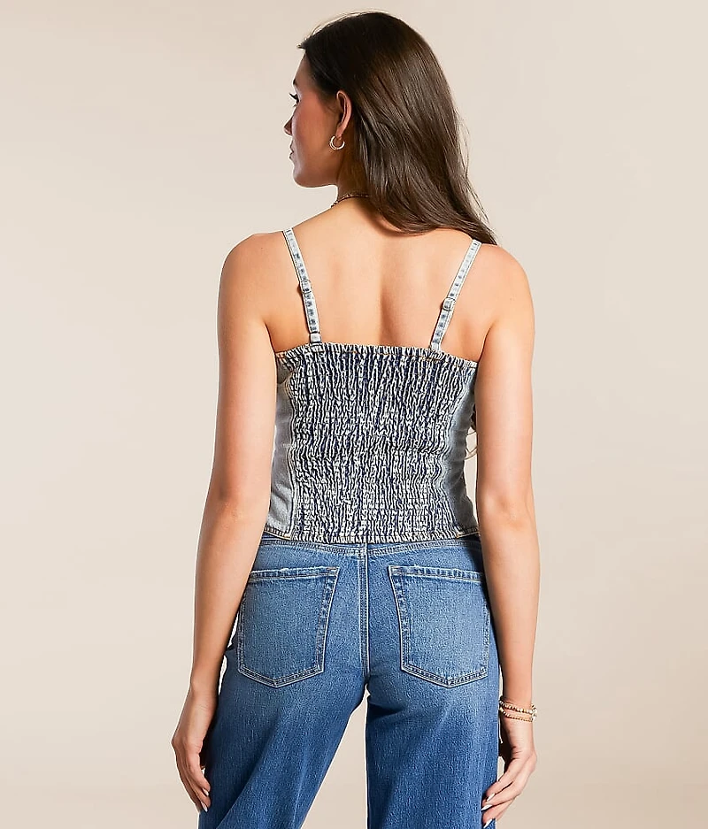 Sequin Denim Cropped Tank Top
