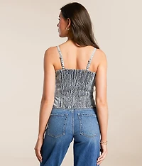 Sequin Denim Cropped Tank Top