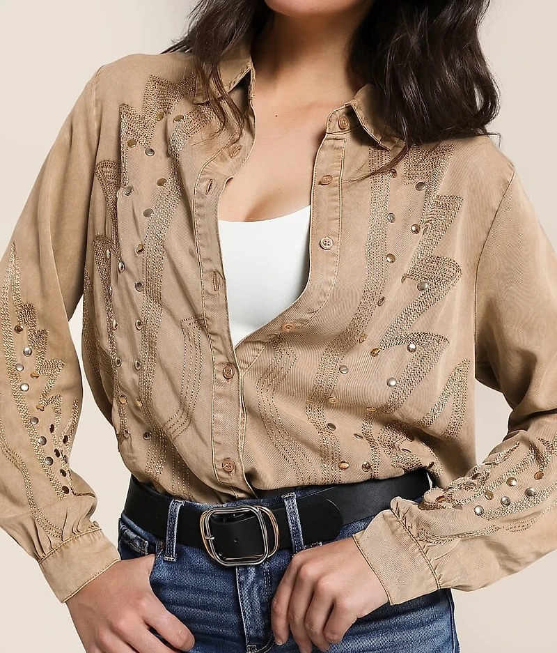 Embroidered Chambray Shirt