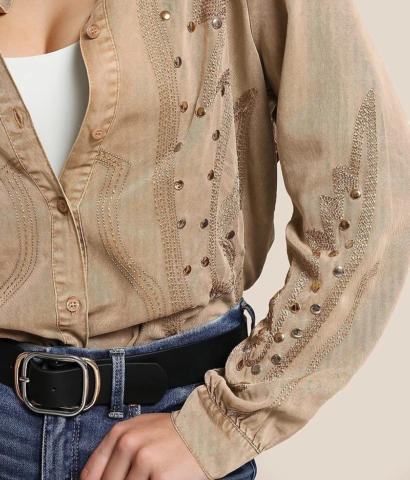 Embroidered Chambray Shirt