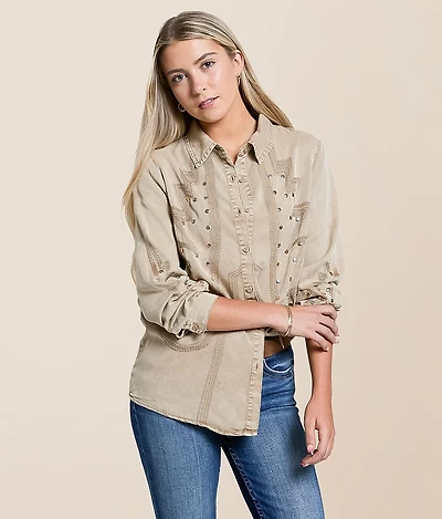 Embroidered Chambray Shirt