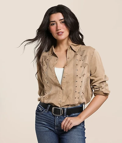 Embroidered Chambray Shirt
