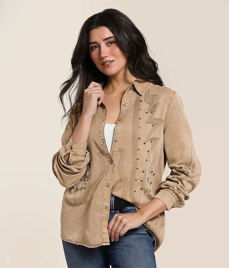 Embroidered Chambray Shirt