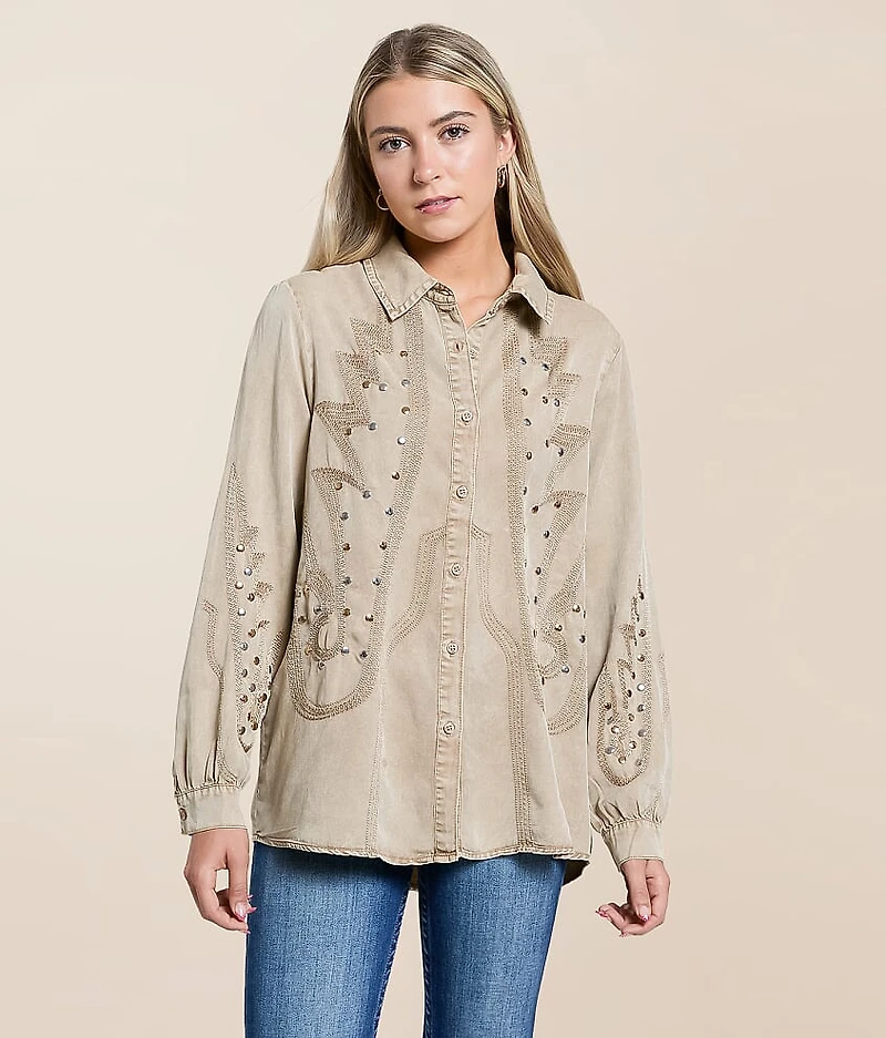 Embroidered Chambray Shirt