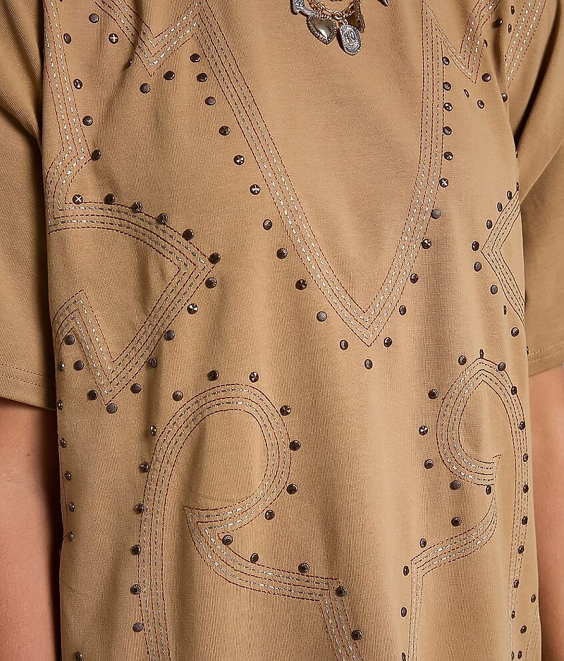 Studded Western T-Shirt Dress