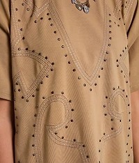 Studded Western T-Shirt Dress