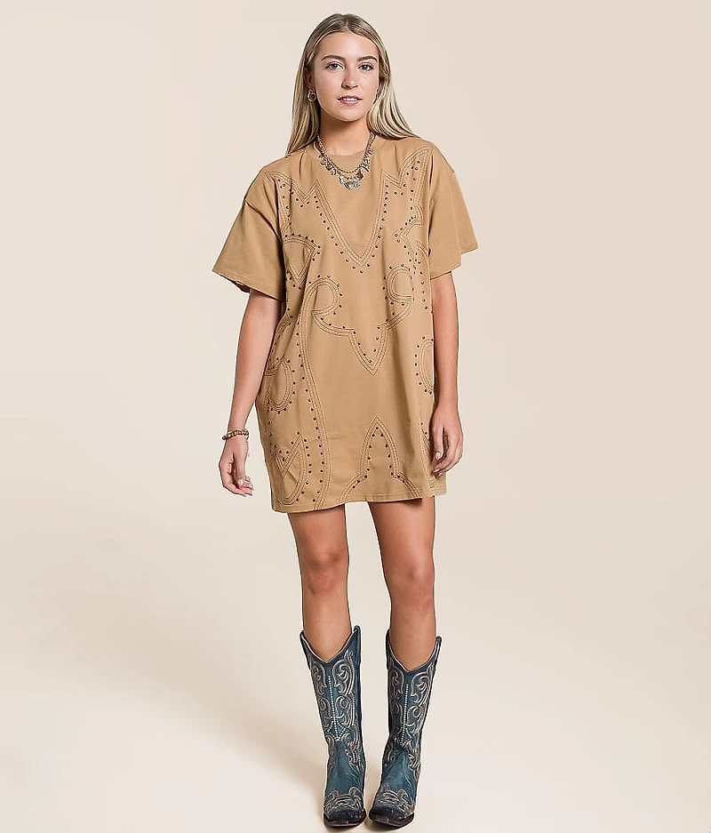 Studded Western T-Shirt Dress