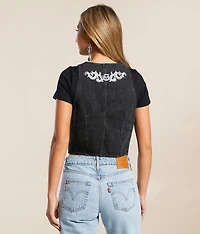 Western Embroidered Denim Vest