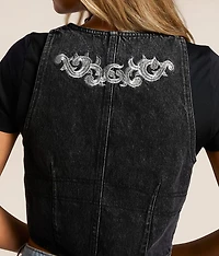 Western Embroidered Denim Vest