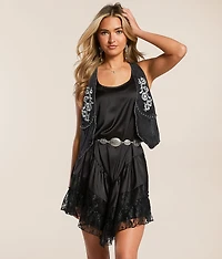 Western Embroidered Denim Vest