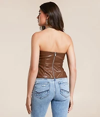 Western Faux Leather Studded Tube Top