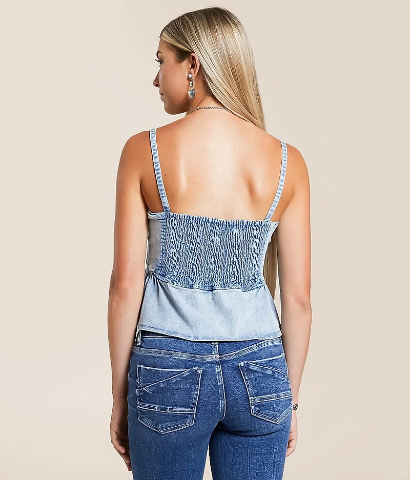 Denim Peplum Tank Top