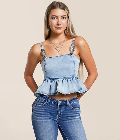 Blue B Denim Peplum Tank Top