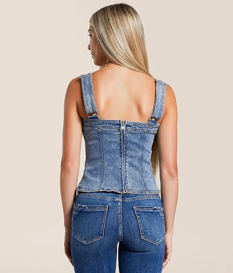 Studded Western Denim Stretch Tank Top
